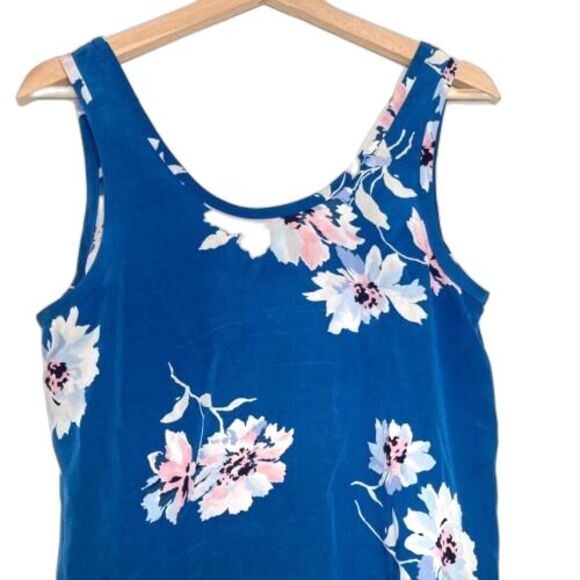 Joie Annabeth Tossed Bouquet Silk Tank Top Nineties Blue Floral Print Small - Picture 4 of 11